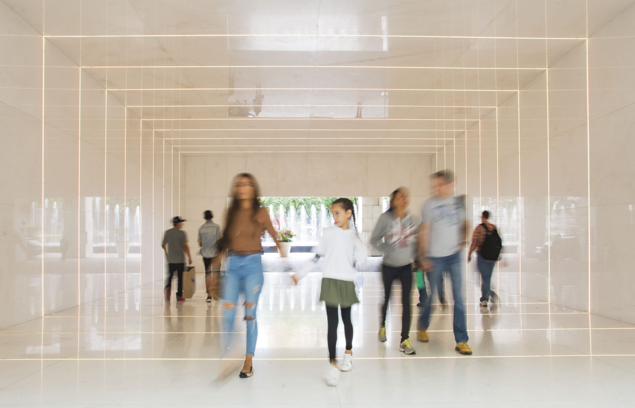 Walkway interior of Antara, an urban regeneration project in Polanco, Mexico City by Sordo Madaleno.